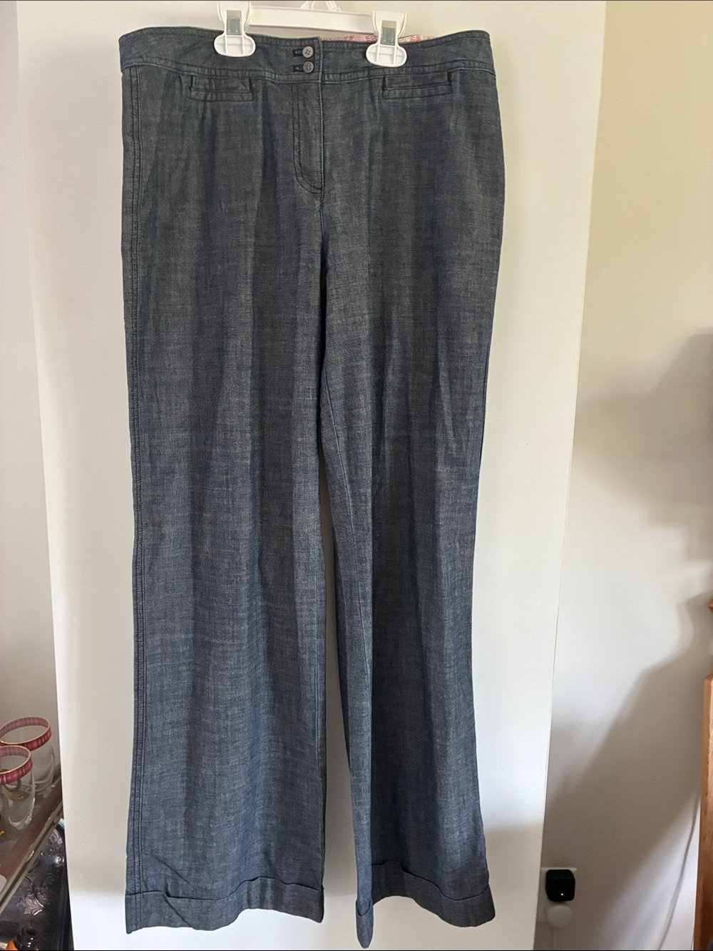 J. Jill Wide-Leg Jeans Denim chambray trouser cuffed cotton